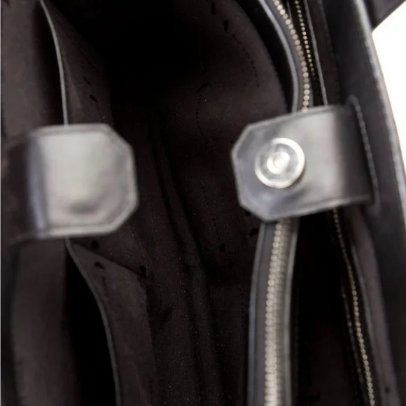 Halston Heritage Black Structured Leather Tote - Picture 2 of 7